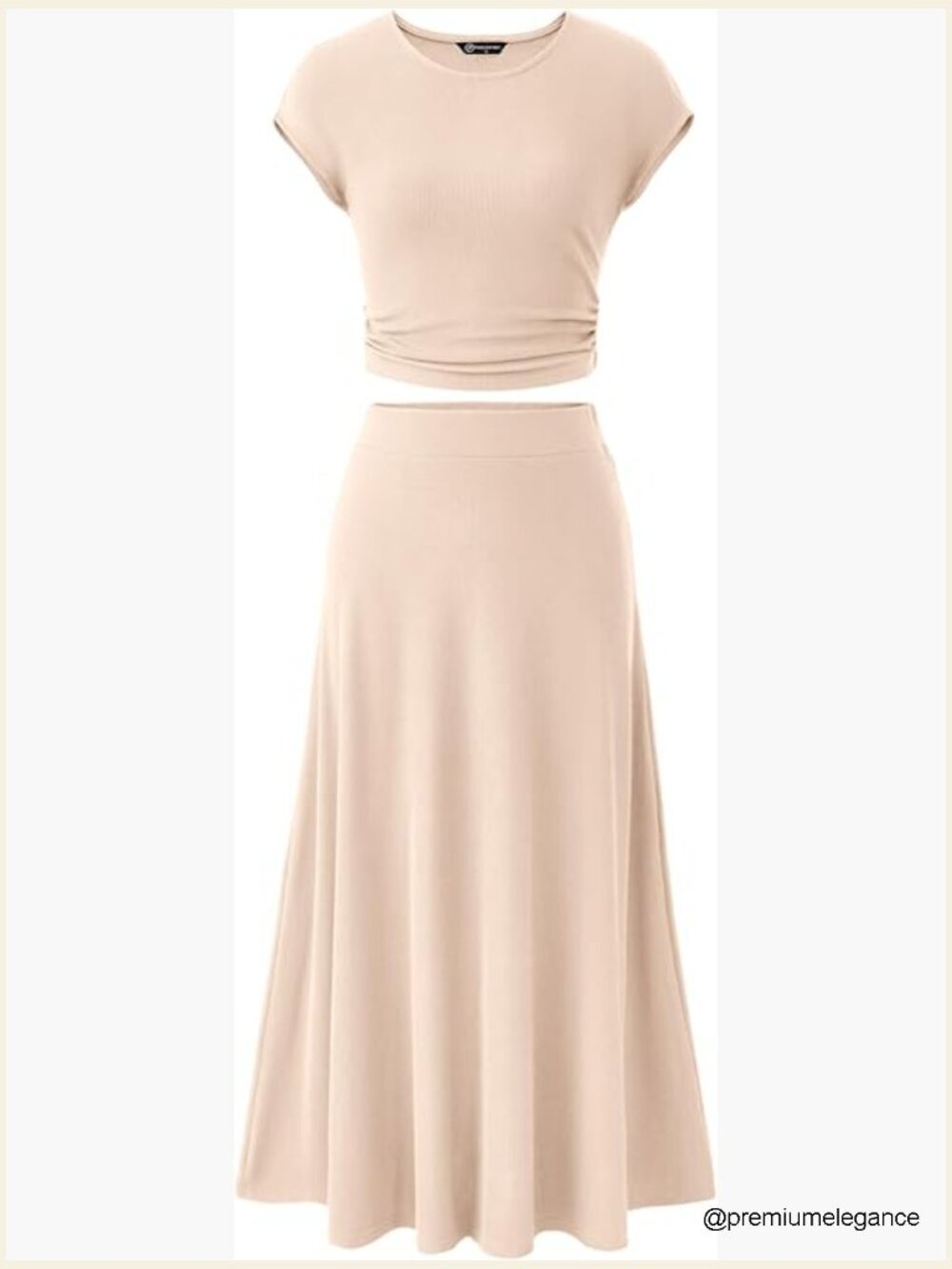 Two Piece Skirt Set - Knit Crop Top & Midi Skirt, Dressy Casual